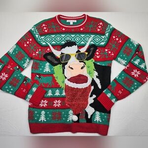 Ugly Christmas Sweater Celebrate Together Mens‎ M Cow